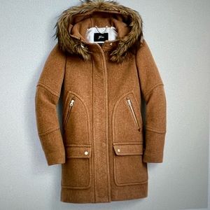 Women’s J Crew Chateau Parka in Italian stadium cloth wool